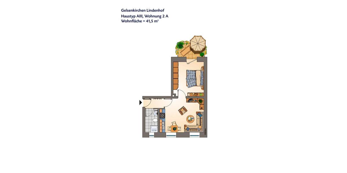 Erdgeschoßwohnung Gelsenkirchen Erle - 1.5 Zimmer, 44 m&sup2;, 359&euro; | Angebot:24745832