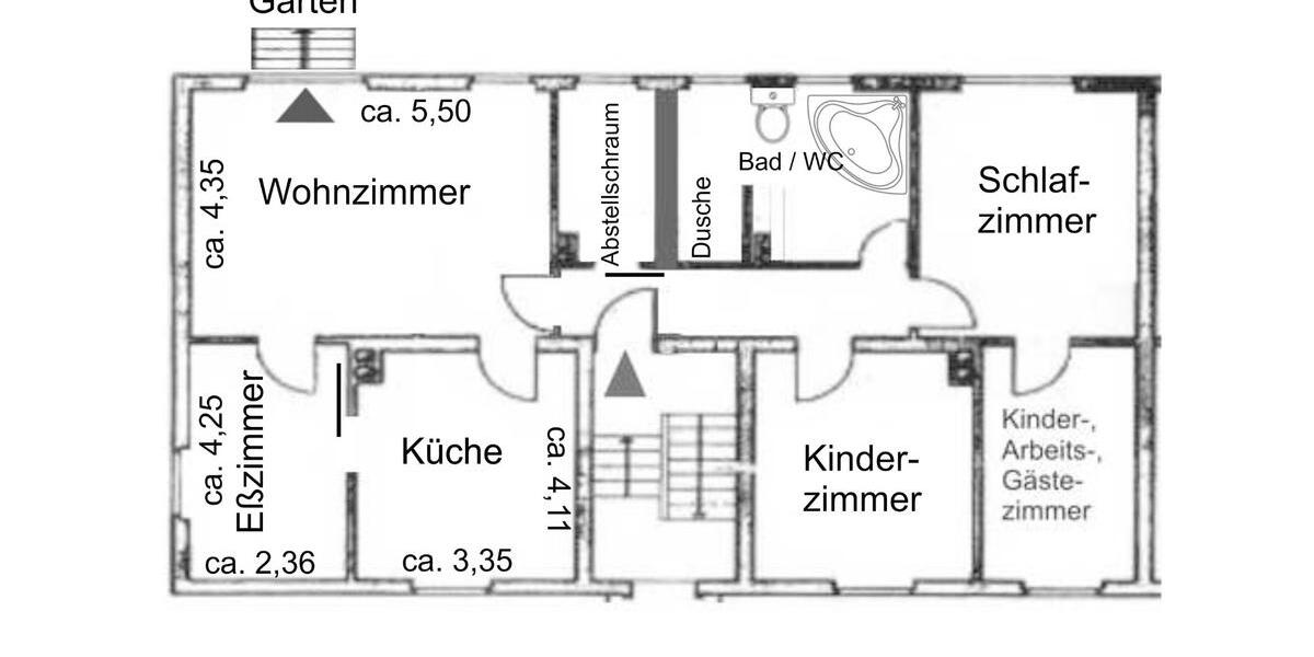 Erdgeschoßwohnung Dortmund Huckarde - 5 Zimmer, 110 m&sup2;, 1.350&euro; | Angebot:25842761