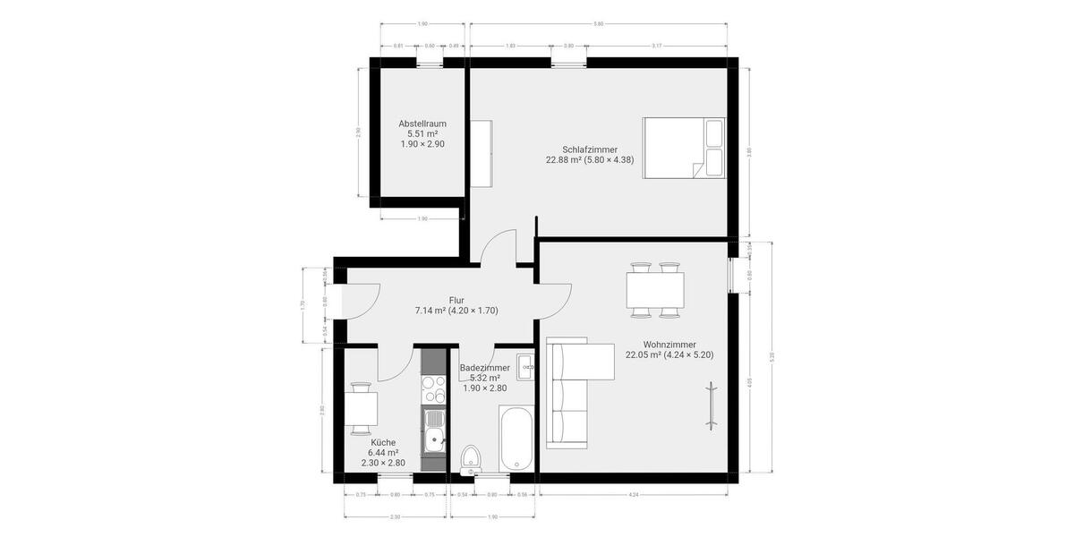 Dachgeschoßwohnung Dortmund Mengede - 2 Zimmer, 60 m&sup2;, 625&euro; | Angebot:24819827