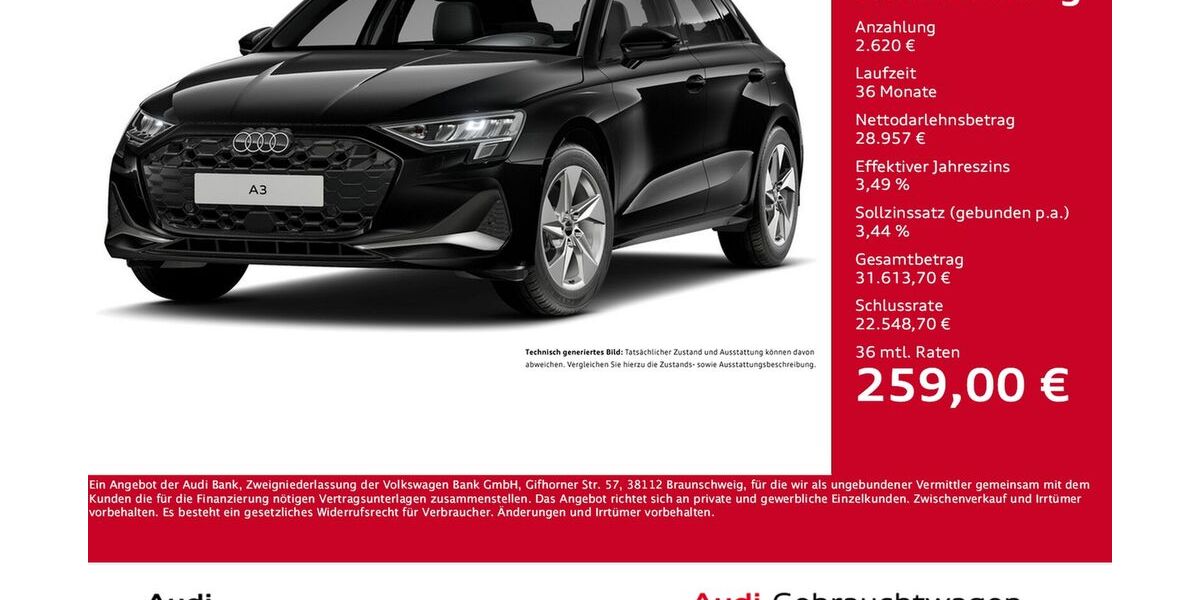 Audi A3 7.233 km 31.577 &euro; Dortmund 44143