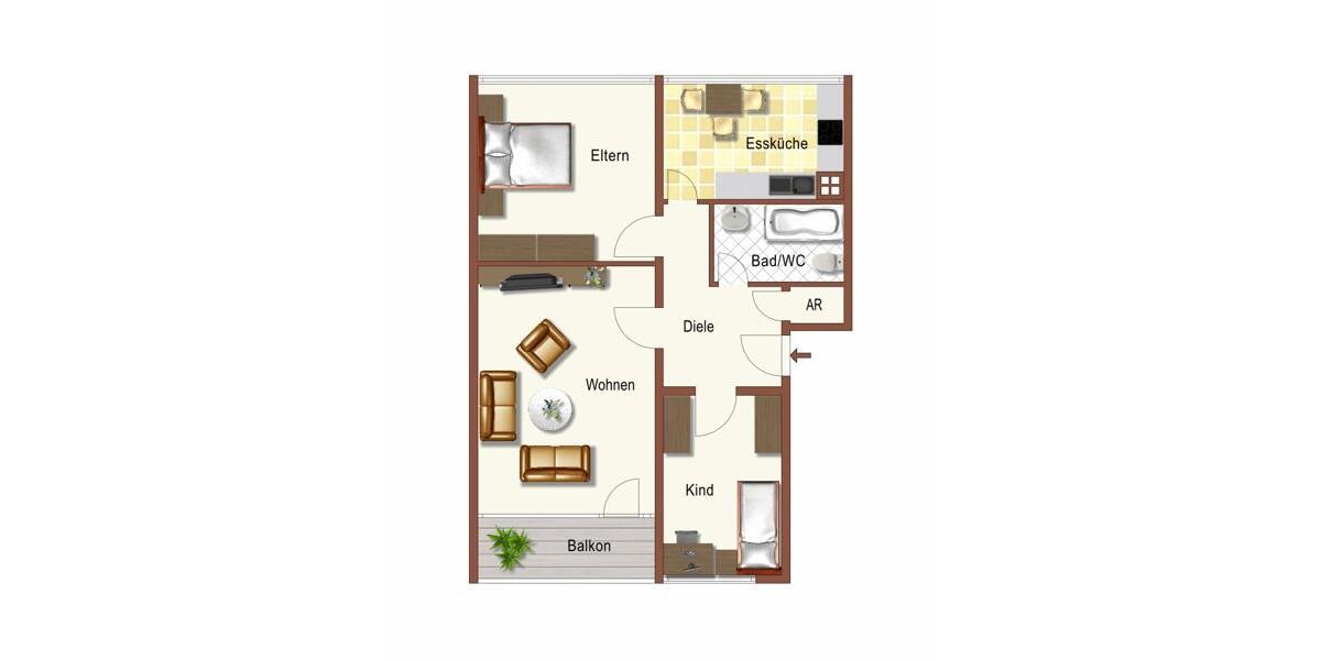 Etagenwohnung Dortmund Aplerbeck - 3 Zimmer, 70 m&sup2;, 600&euro; | Angebot:25880768