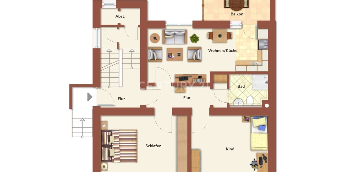 Sanierte Altbauwohnung mit Südwest Balkon im 1. Obergeschoss 3 zimmer