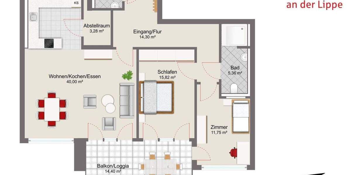 Etagenwohnung Selm - 3 Zimmer, 99 m&sup2;, 358.400&euro; | Angebot:24402111