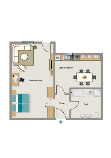 Etagenwohnung Dortmund Aplerbeck - 2.5 Zimmer, 49 m&sup2;, 467&euro; | Angebot:26658466