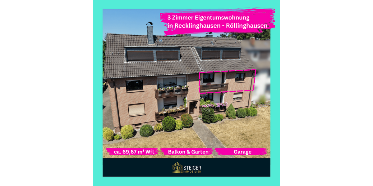 Etagenwohnung Recklinghausen König Ludwig - 3 Zimmer, 70 m&sup2;, 150.727&euro; | Angebot:27184192