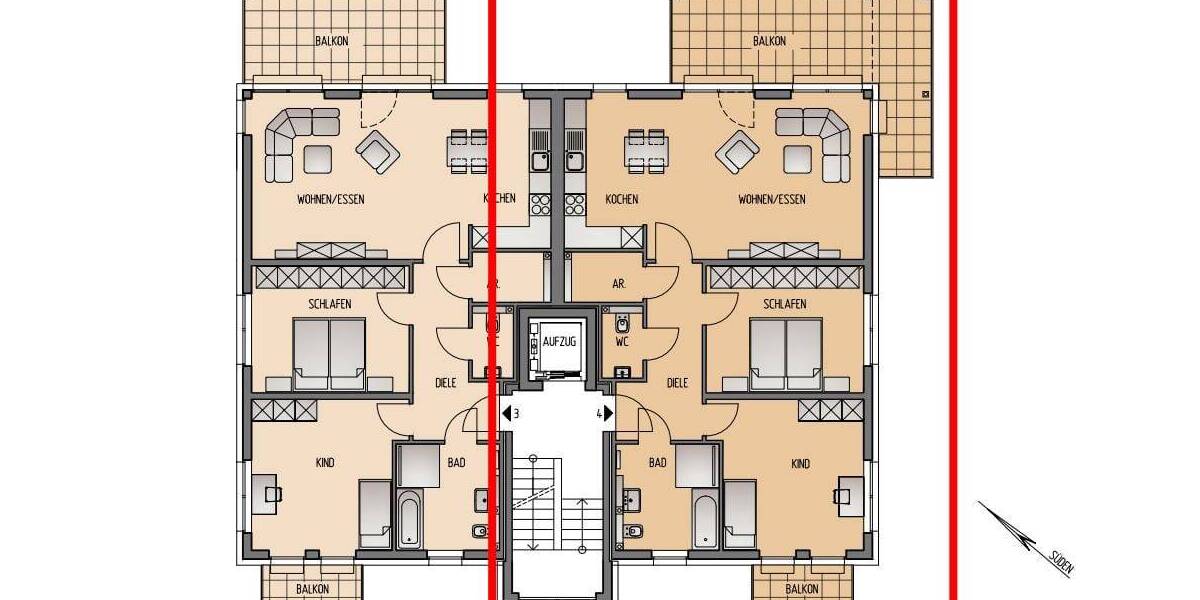 Etagenwohnung Wetter Esborn - 3 Zimmer, 98 m&sup2;, 459.000&euro; | Angebot:26128246