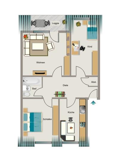 Dachgeschoßwohnung Lünen Alstedde - 3.5 Zimmer, 71 m&sup2;, 600&euro; | Angebot:26641575