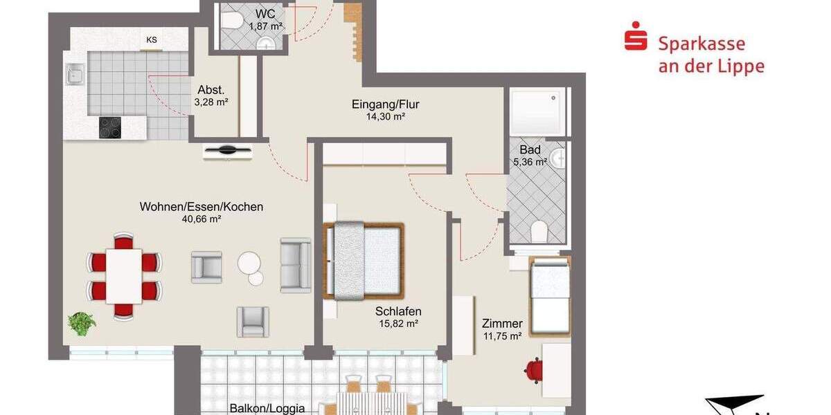 Etagenwohnung Selm - 3 Zimmer, 100 m&sup2;, 360.800&euro; | Angebot:24423744