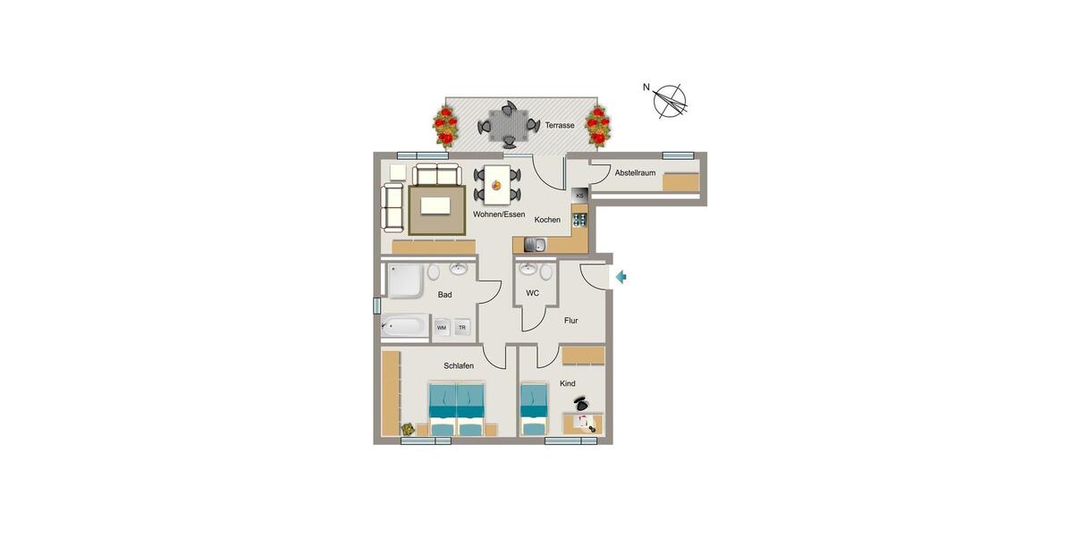 Etagenwohnung Bochum Wiemelhausen - 3 Zimmer, 81 m&sup2;, 566&euro; | Angebot:25050130