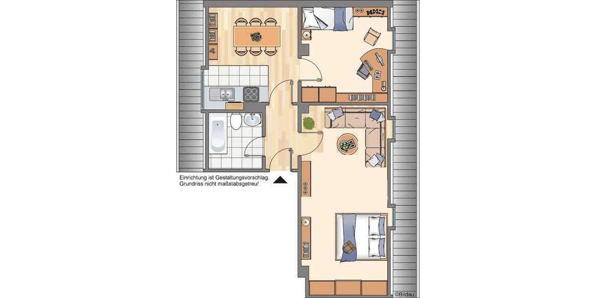 Dachgeschoßwohnung Recklinghausen Grullbad - 2 Zimmer, 60 m&sup2;, 489&euro; | Angebot:24605565