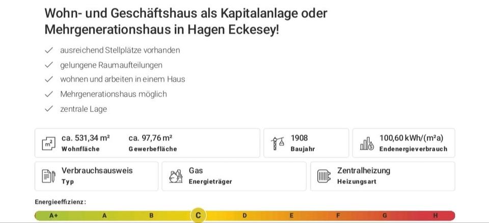 Mehrfamilienhaus, Wohnhaus Hagen Hagen-Nord - 20 Zimmer, 531 m&sup2;, 699.000&euro; | Angebot:24362214