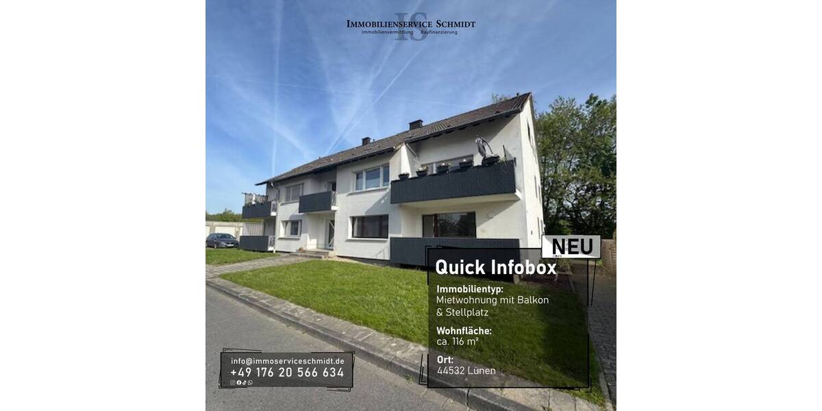 Etagenwohnung Lünen Beckinghausen - 3 Zimmer, 116 m&sup2;, 1.000&euro; | Angebot:26584235