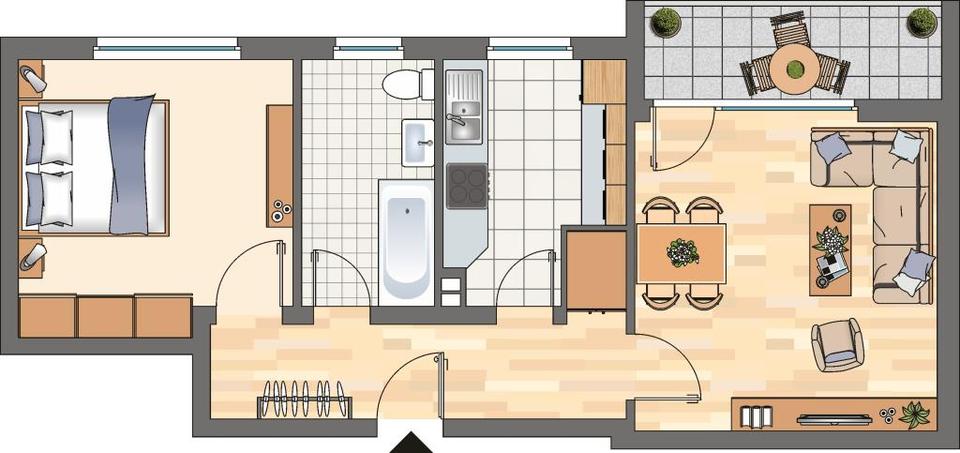 Erdgeschoßwohnung Castrop-Rauxel Rauxel - 2 Zimmer, 50 m&sup2;, 439&euro; | Angebot:26349951