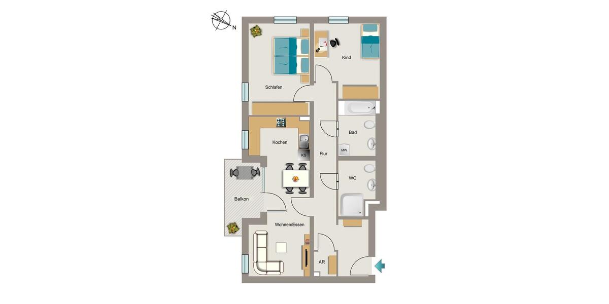 Etagenwohnung Bochum Wiemelhausen - 3 Zimmer, 92 m&sup2;, 1.286&euro; | Angebot:26433786