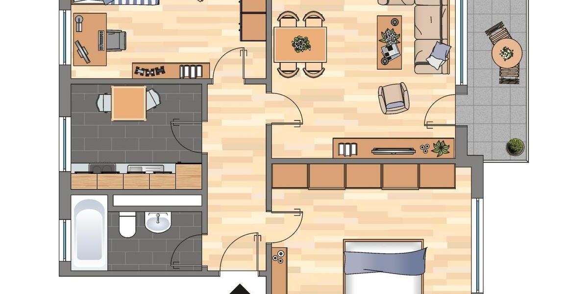 Erdgeschoßwohnung Dortmund Brackel - 3 Zimmer, 62 m&sup2;, 459&euro; | Angebot:24814093